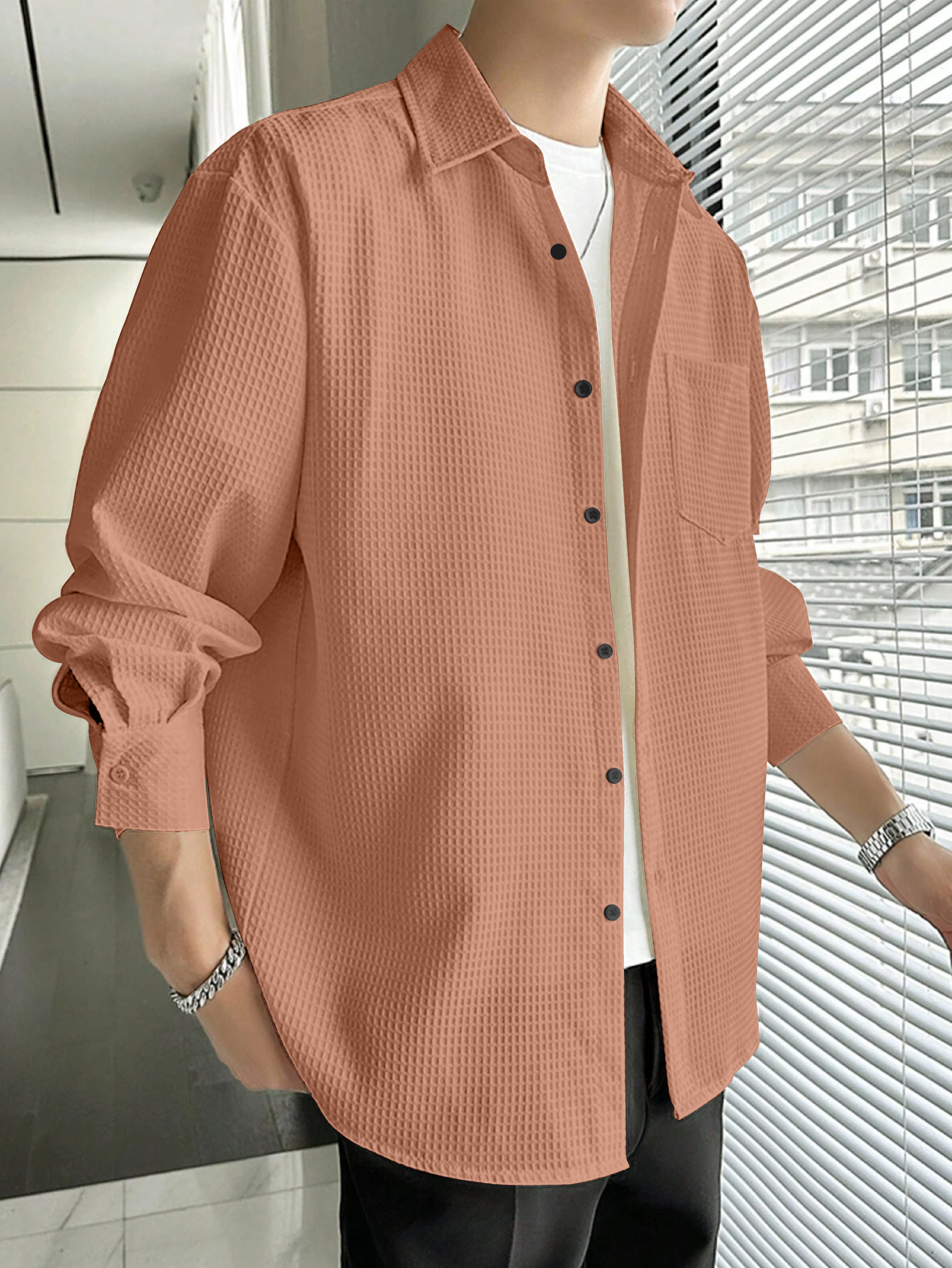 Unique Waffle Full Sleeve Shirt - Stand Out from the Crowd