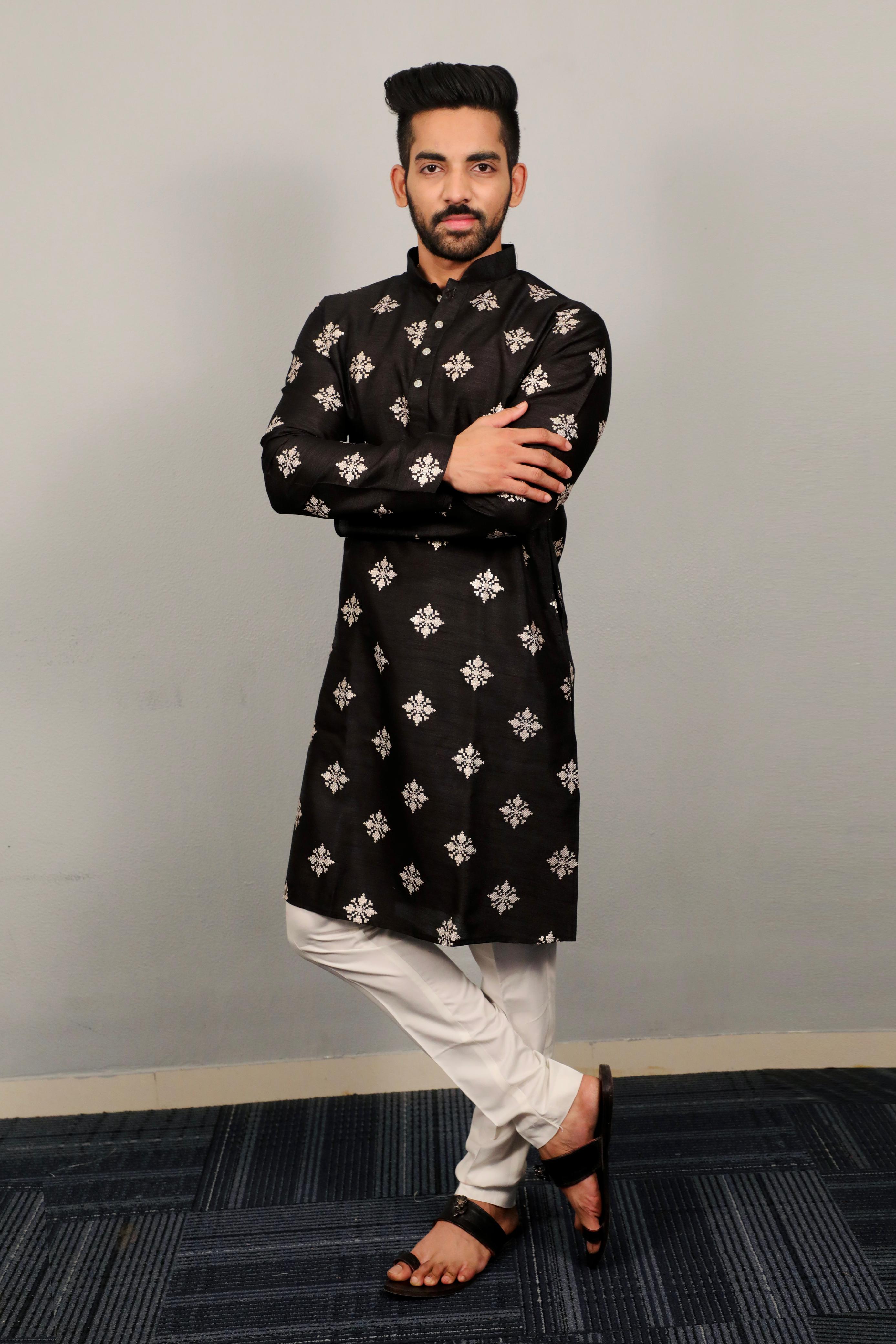 Black Golden Floral Grace Kurta