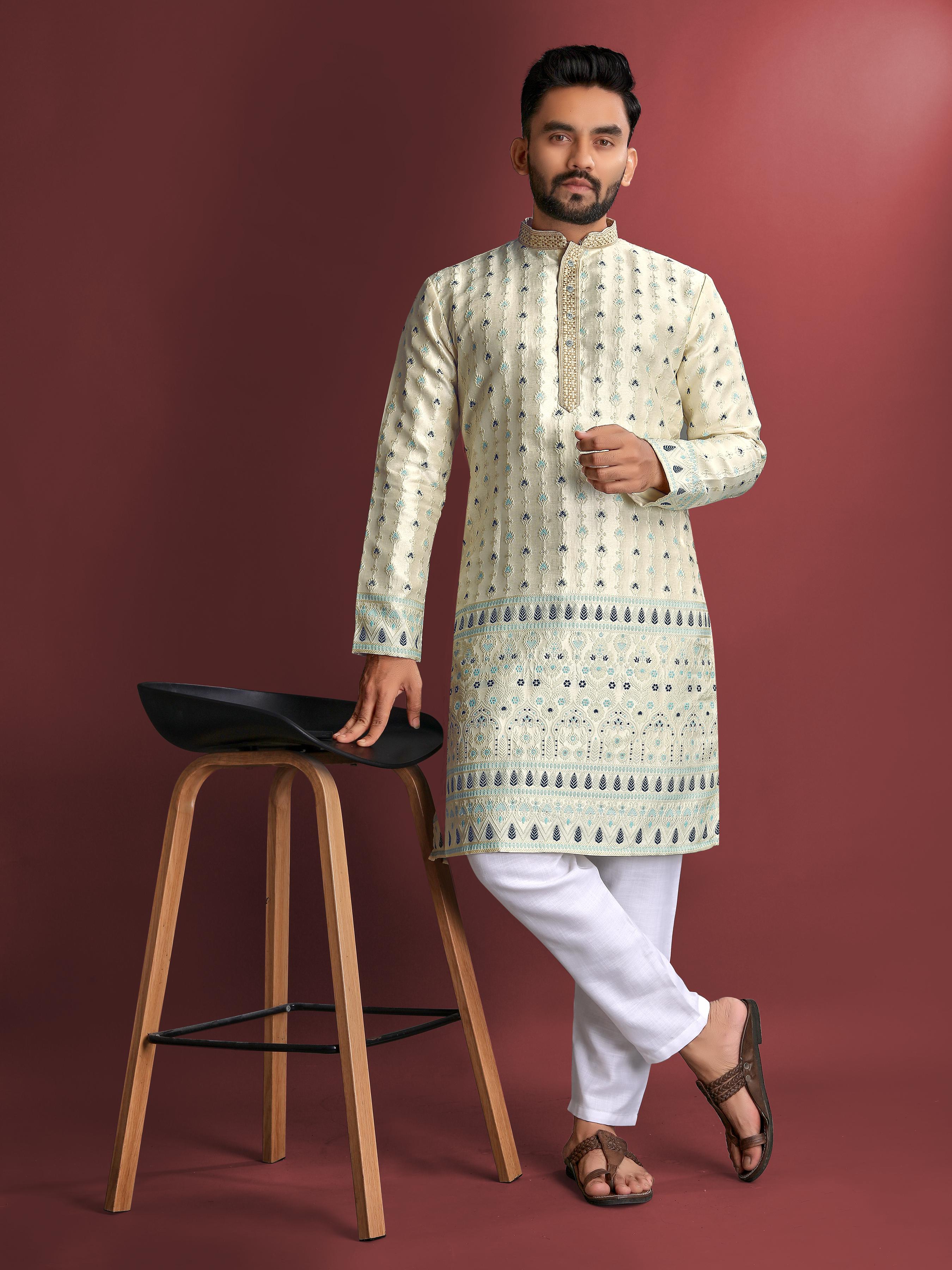 Timeless Elegance: Manyavar's Classic Cotton Kurta