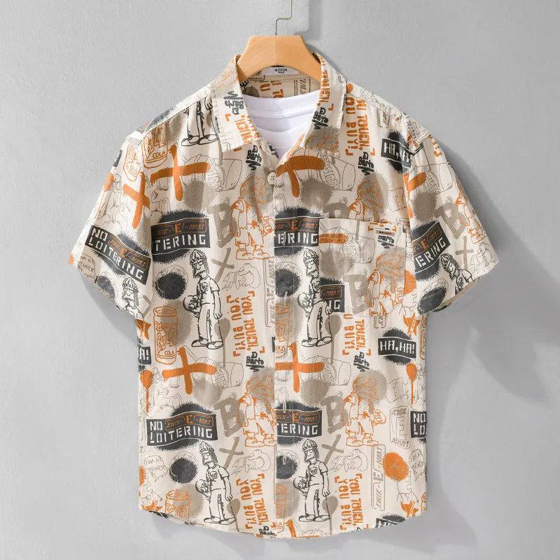 Men’s Casual Half Sleeves Regular Fit Cotton Printed Shirt