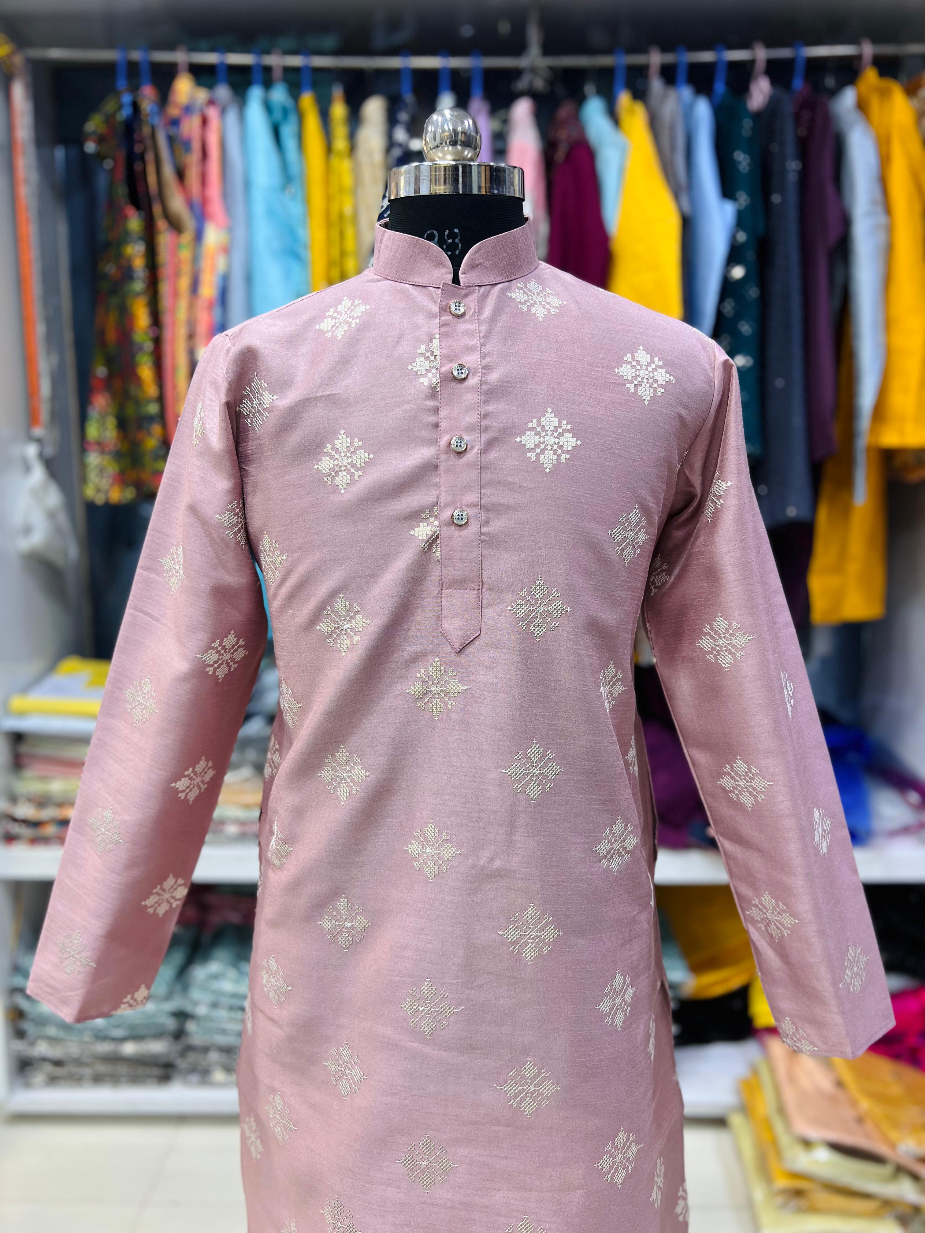 Radiant Golden Floral Pink Print Kurta