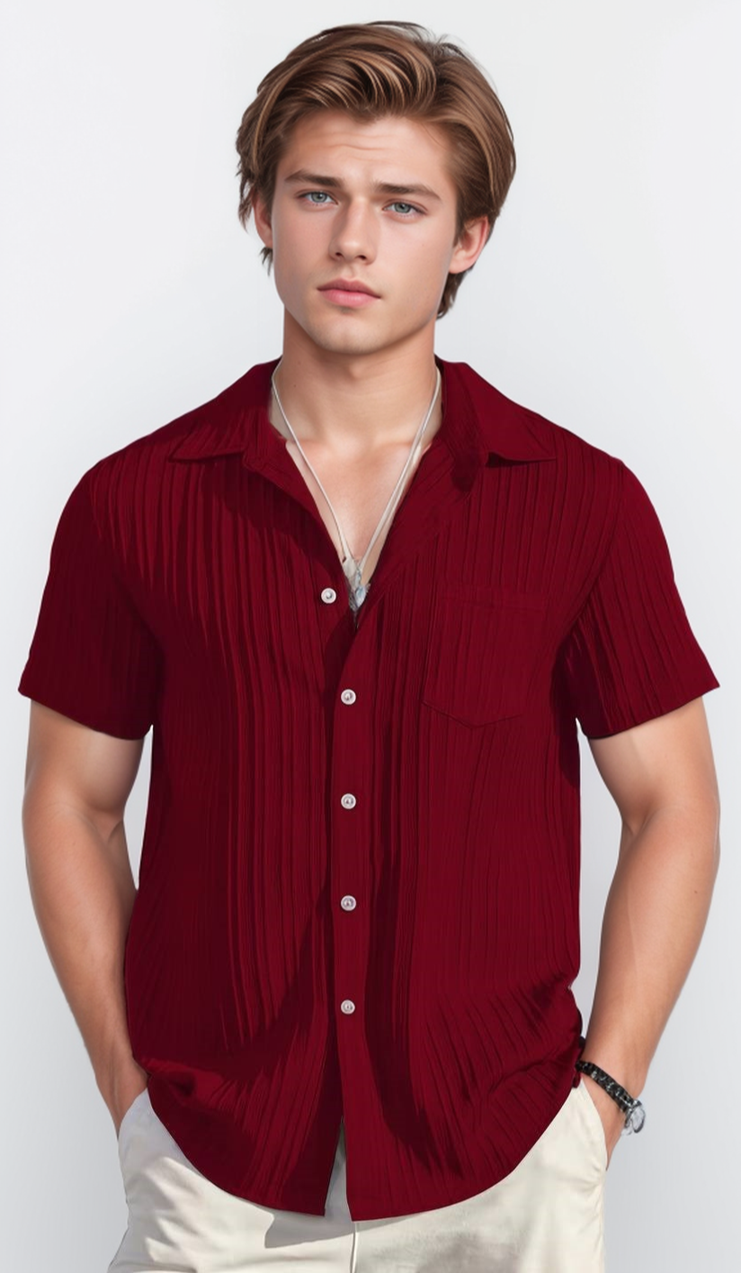 Breezy Comfort :  Red Half-Sleeve Everyday Shirt