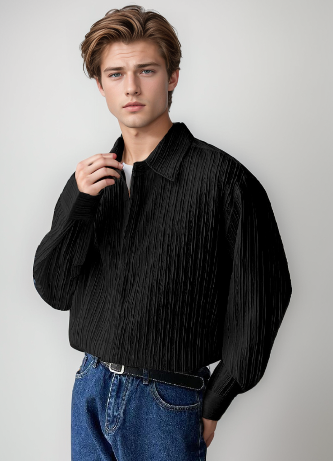 Ocean Black Sugarcane: A Cool and Crisp Full Sleeve Shirt